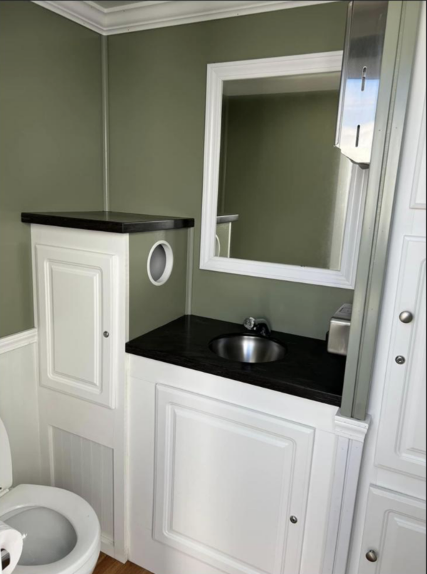 Female side of two unit trailer washroom for sale